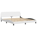 vidaXL Cadru de pat cu lumini LED, alb, 180x200 cm, piele ecologică vidaXL Cadru de pat cu lumini LED, alb, 180x200 cm, piele ecologică