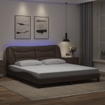 vidaXL Cadru de pat cu lumini LED, maro, 180x200 cm, piele ecologică vidaXL Cadru de pat cu lumini LED, maro, 180x200 cm, piele ecologică
