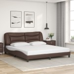 vidaXL Cadru de pat cu lumini LED, maro, 180x200 cm, piele ecologică vidaXL Cadru de pat cu lumini LED, maro, 180x200 cm, piele ecologică