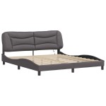vidaXL Cadru de pat cu lumini LED, gri, 180x200 cm, piele ecologică