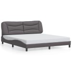 vidaXL Cadru de pat cu lumini LED, gri, 180x200 cm, piele ecologică