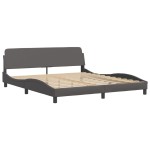 vidaXL Cadru de pat cu lumini LED, gri, 180x200 cm, piele ecologică