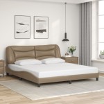 vidaXL Cadru de pat cu LED, cappuccino, 180x200 cm, piele ecologică