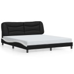 vidaXL Cadru de pat cu LED, negru și alb, 180x200 cm, piele ecologică vidaXL Cadru de pat cu LED, negru și alb, 180x200 cm, piele ecologică