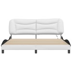 vidaXL Cadru de pat cu LED fără saltea, Hvar, alb și negru, 180x200 cm