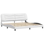 vidaXL Cadru de pat cu lumini LED, alb, 200x200 cm, piele ecologică vidaXL Cadru de pat cu lumini LED, alb, 200x200 cm, piele ecologică