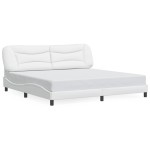vidaXL Cadru de pat cu lumini LED, alb, 200x200 cm, piele ecologică vidaXL Cadru de pat cu lumini LED, alb, 200x200 cm, piele ecologică