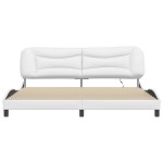 vidaXL Cadru de pat cu lumini LED, alb, 200x200 cm, piele ecologică vidaXL Cadru de pat cu lumini LED, alb, 200x200 cm, piele ecologică