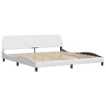vidaXL Cadru de pat cu lumini LED, alb, 200x200 cm, piele ecologică vidaXL Cadru de pat cu lumini LED, alb, 200x200 cm, piele ecologică