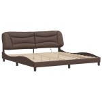 vidaXL Cadru de pat cu lumini LED, maro, 200x200 cm, piele ecologică vidaXL Cadru de pat cu lumini LED, maro, 200x200 cm, piele ecologică