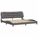 vidaXL Cadru de pat cu lumini LED, gri, 200x200 cm, piele ecologică vidaXL Cadru de pat cu lumini LED, gri, 200x200 cm, piele ecologică