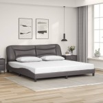 vidaXL Cadru de pat cu lumini LED, gri, 200x200 cm, piele ecologică vidaXL Cadru de pat cu lumini LED, gri, 200x200 cm, piele ecologică