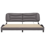 vidaXL Cadru de pat cu lumini LED, gri, 200x200 cm, piele ecologică vidaXL Cadru de pat cu lumini LED, gri, 200x200 cm, piele ecologică