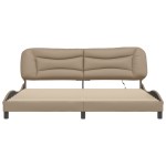 vidaXL Cadru de pat lumini LED, cappuccino, 200x200 cm piele ecologică vidaXL Cadru de pat lumini LED, cappuccino, 200x200 cm piele ecologică
