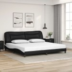 vidaXL Cadru de pat cu lumini LED negru/alb 200x200 cm piele ecologică vidaXL Cadru de pat cu lumini LED negru/alb 200x200 cm piele ecologică