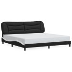 vidaXL Cadru de pat cu lumini LED negru/alb 200x200 cm piele ecologică vidaXL Cadru de pat cu lumini LED negru/alb 200x200 cm piele ecologică