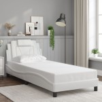 vidaXL Cadru de pat cu lumini LED, alb, 80x200 cm, piele ecologică vidaXL Cadru de pat cu lumini LED, alb, 80x200 cm, piele ecologică