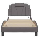 vidaXL Cadru de pat cu lumini LED, gri, 80x200 cm, piele ecologică
