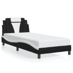vidaXL Cadru de pat cu lumini LED negru/alb 80x200 cm piele ecologică vidaXL Cadru de pat cu lumini LED negru/alb 80x200 cm piele ecologică