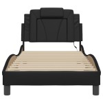 vidaXL Cadru de pat cu lumini LED, negru, 90x190 cm, piele ecologică