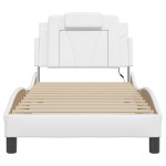vidaXL Cadru de pat cu lumini LED, alb, 90x190 cm, piele ecologică vidaXL Cadru de pat cu lumini LED, alb, 90x190 cm, piele ecologică