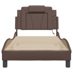 vidaXL Cadru de pat cu lumini LED, maro, 90x190 cm, piele ecologică vidaXL Cadru de pat cu lumini LED, maro, 90x190 cm, piele ecologică