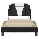 vidaXL Cadru de pat cu lumini LED negru/alb 90x190 cm piele ecologică