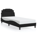 vidaXL Cadru de pat cu lumini LED, negru, 90x200 cm, piele ecologică