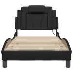 vidaXL Cadru de pat cu lumini LED, negru, 90x200 cm, piele ecologică