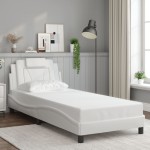 vidaXL Cadru de pat cu lumini LED, alb, 90x200 cm, piele ecologică vidaXL Cadru de pat cu lumini LED, alb, 90x200 cm, piele ecologică