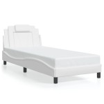 vidaXL Cadru de pat cu lumini LED, alb, 90x200 cm, piele ecologică vidaXL Cadru de pat cu lumini LED, alb, 90x200 cm, piele ecologică