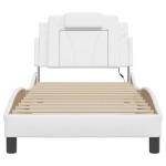 vidaXL Cadru de pat cu lumini LED, alb, 90x200 cm, piele ecologică vidaXL Cadru de pat cu lumini LED, alb, 90x200 cm, piele ecologică
