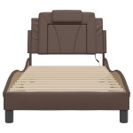 vidaXL Cadru de pat cu lumini LED, maro, 90x200 cm, piele ecologică vidaXL Cadru de pat cu lumini LED, maro, 90x200 cm, piele ecologică