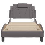 vidaXL Cadru de pat cu lumini LED, gri, 90x200 cm, piele ecologică