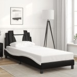 vidaXL Cadru de pat cu lumini LED negru/alb 90x200 cm piele ecologică vidaXL Cadru de pat cu lumini LED negru/alb 90x200 cm piele ecologică