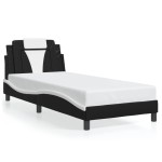 vidaXL Cadru de pat cu lumini LED negru/alb 90x200 cm piele ecologică vidaXL Cadru de pat cu lumini LED negru/alb 90x200 cm piele ecologică