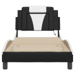 vidaXL Cadru de pat cu lumini LED negru/alb 90x200 cm piele ecologică vidaXL Cadru de pat cu lumini LED negru/alb 90x200 cm piele ecologică