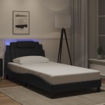 vidaXL Cadru de pat cu lumini LED, negru, 100x200 cm, piele ecologică vidaXL Cadru de pat cu lumini LED, negru, 100x200 cm, piele ecologică
