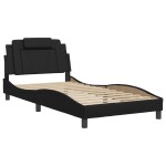 vidaXL Cadru de pat cu lumini LED, negru, 100x200 cm, piele ecologică vidaXL Cadru de pat cu lumini LED, negru, 100x200 cm, piele ecologică