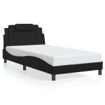 vidaXL Cadru de pat cu lumini LED, negru, 100x200 cm, piele ecologică vidaXL Cadru de pat cu lumini LED, negru, 100x200 cm, piele ecologică
