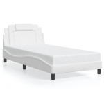 vidaXL Cadru de pat cu lumini LED, alb, 100x200 cm, piele ecologică vidaXL Cadru de pat cu lumini LED, alb, 100x200 cm, piele ecologică