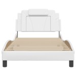 vidaXL Cadru de pat cu lumini LED, alb, 100x200 cm, piele ecologică vidaXL Cadru de pat cu lumini LED, alb, 100x200 cm, piele ecologică