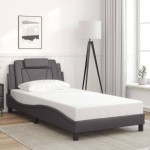 vidaXL Cadru de pat cu lumini LED, gri, 100x200 cm, piele ecologică