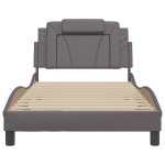 vidaXL Cadru de pat cu lumini LED, gri, 100x200 cm, piele ecologică