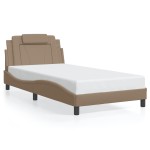 vidaXL Cadru de pat cu LED, cappuccino, 100x200 cm, piele ecologică