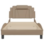 vidaXL Cadru de pat cu LED, cappuccino, 100x200 cm, piele ecologică