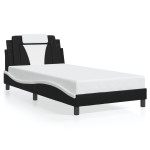 vidaXL Cadru de pat cu LED, negru și alb, 100x200 cm, piele ecologică