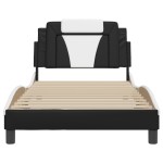 vidaXL Cadru de pat cu LED, negru și alb, 100x200 cm, piele ecologică