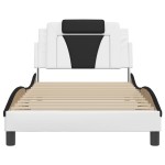vidaXL Cadru de pat cu lumini LED alb/negru 100x200 cm piele ecologică