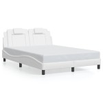 vidaXL Cadru de pat cu lumini LED, alb, 120x200 cm, piele ecologică vidaXL Cadru de pat cu lumini LED, alb, 120x200 cm, piele ecologică